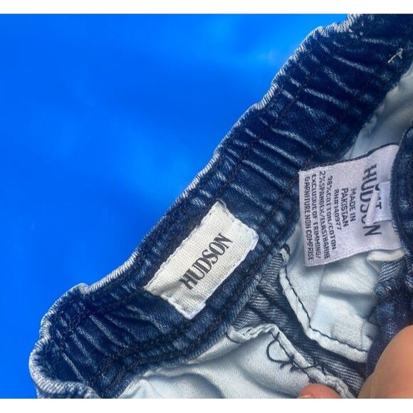 Hudson Kids Denim Pull-On Shorts Fringe Drawstring Pockets Elastic Waist Size 4T - Picture 5 of 6